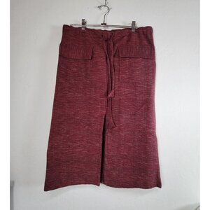 Vintage Cheppu Womens Red/Black Front Split Tweed Midi Skirt Medium Nepal